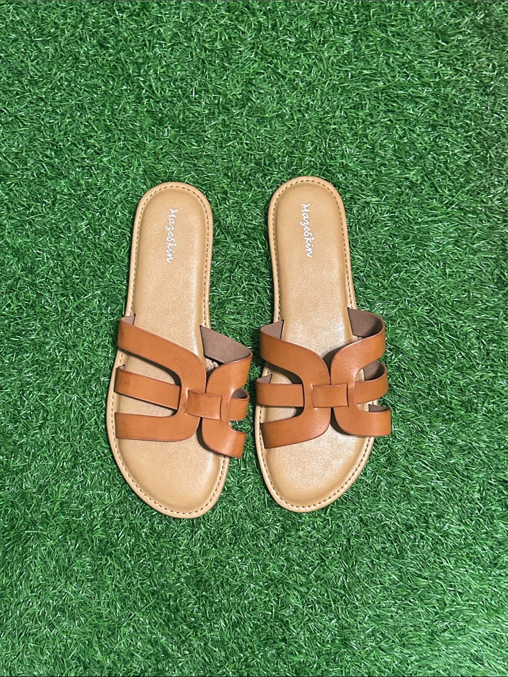 H&M Brown Leather Slide Sandals - Women